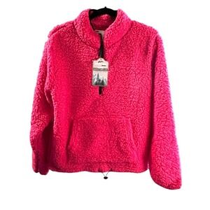 NWT - Jackson Hole Women's  Hot Pink Sherpa Quarter Zip Jacket - Size XL